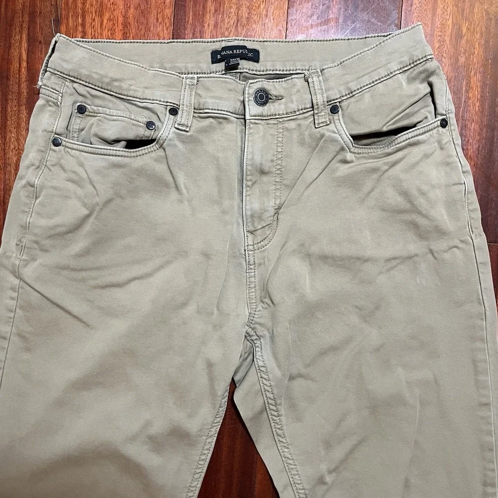 Banana Republic Pants Mens 34x30 Khaki Tan Chino Twill 5-Pocket Stretch 32x28 *